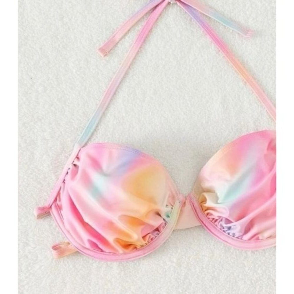 Beautiful Tie Dye Ruched Underwire Bikini Swimsuit - Picture 4 of 7
